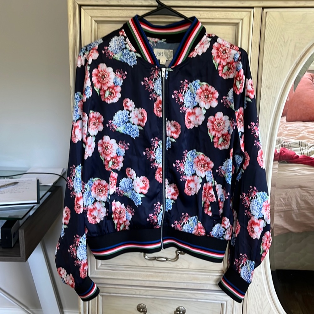 Silk zip bomber jacket